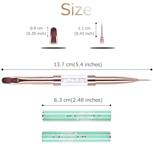 Ycyan Dual-ended UV Gel Nail Brush Set with Rhinestone Handle