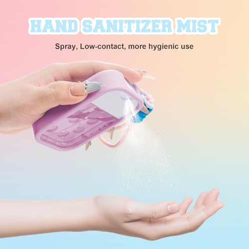 Pink Silicone Case for 1oz Hand Sanitizer Bottle with 5 Charms