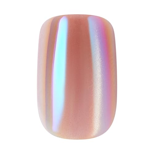 KISS Glam Press On Nails - Golden Hour Affairs, Pink, Short Squoval Shape, 32 Nails & Glue