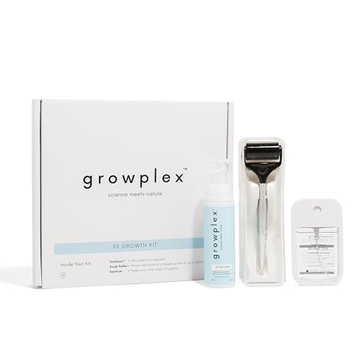 Growplex 3X Growth Kit ? Hair & Scalp Support System with Vitafoam, Stainless Steel Scalp Roller & Sanitizer ? Promotes Thicker, Fuller-Looking Hair