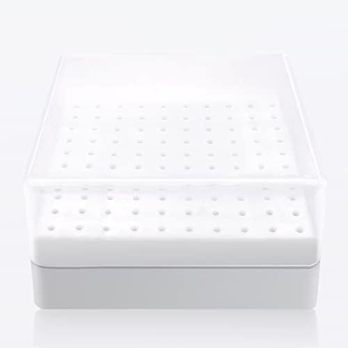 CORFULRA Nail Drill Bit Holder Organizer - 100-Hole White Case (A-White)