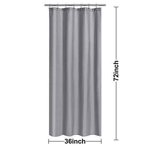 N&Y HOME Gray Fabric Shower Curtain Liner 36x72 Inches - Hotel Quality, Waterproof & Washable