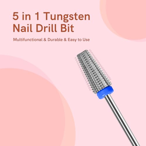 5 in 1 Medium Grit Tungsten Nail Drill Bit for Acrylic & Gel