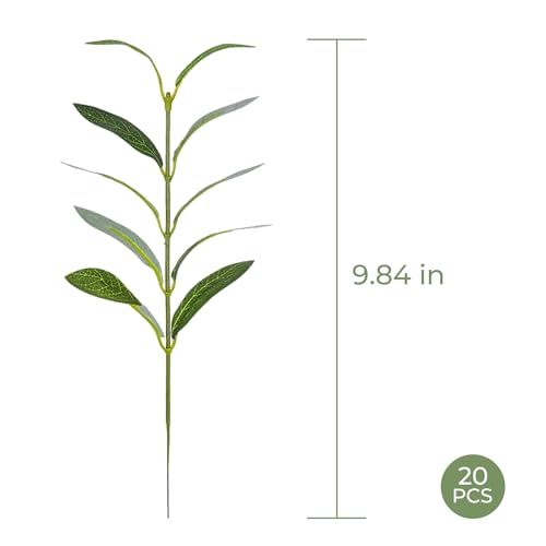 20 Pcs Faux Olive Tree Branches - 10" Tall Artificial Leaves for Home Decor & DIY