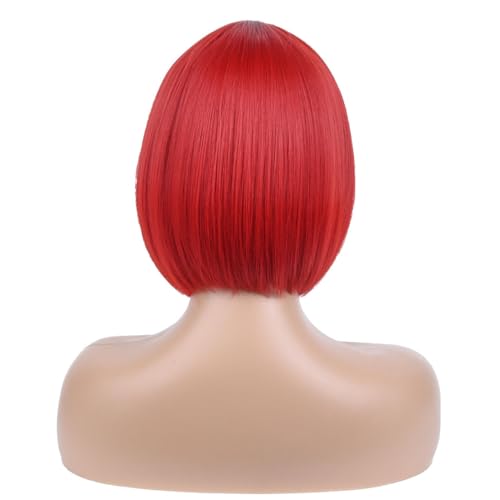 Ufindcos Red Short Straight Bob Wig - Heat Resistant Synthetic Hair