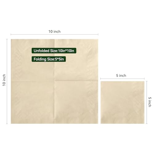 MORGIANA 200-Pack Bamboo Cocktail Napkins - 5x5 Inch Compostable