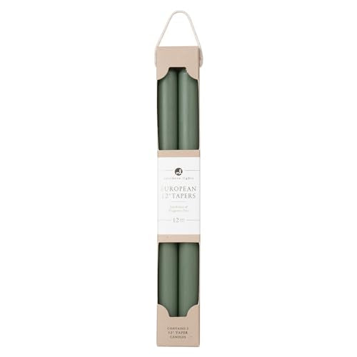 Eucalyptus Taper Candles - 12" 2-Pack, Smokeless & Dripless