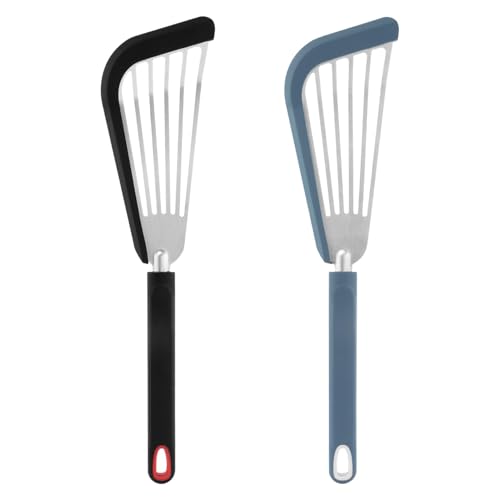 Waylenbo Fish Spatula Turner Set of 2 - Silicone Edge & Slotted Design