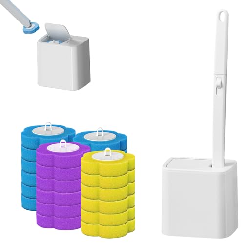 Dexmary Disposable Toilet Brush with 24 Replacement Heads