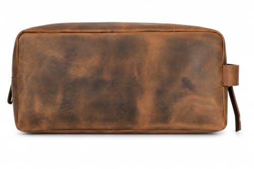 Oil Pull Up Leather Toiletry Case - Premium Dopp Kit Organizer