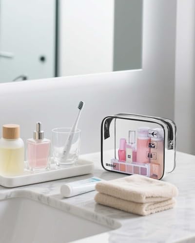 WANDF TSA Approved Clear Toiletry Bag - 2 Pack, Quart Size