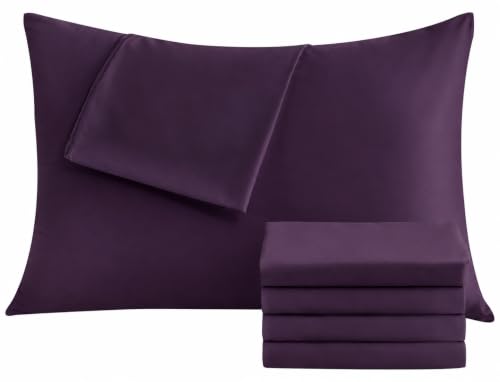 Standard Pillowcases Set of 4 - 20x26 Dark Purple Microfiber