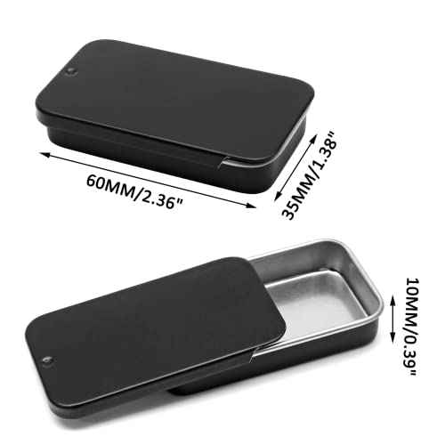 Black Sliding Lid Tin Containers - 10 Pack for DIY Projects