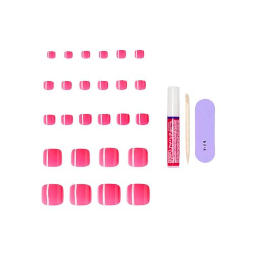 Kiss Core Press On Toenails, 'Step It Up', Pink Squoval, 26 Nails & Glue