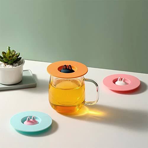 6 Pcs Cat Ear Silicone Cup Lids | Reusable & Leak-Resistant Covers