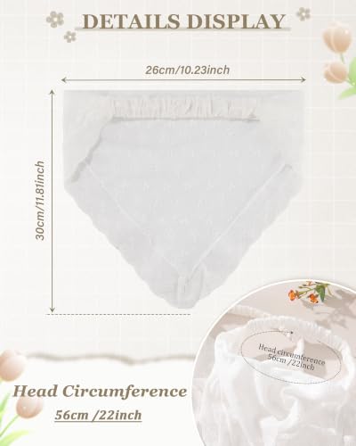 CHLINS Lace Head Scarf Bandana Headband Set - White Cotton (2PCS)