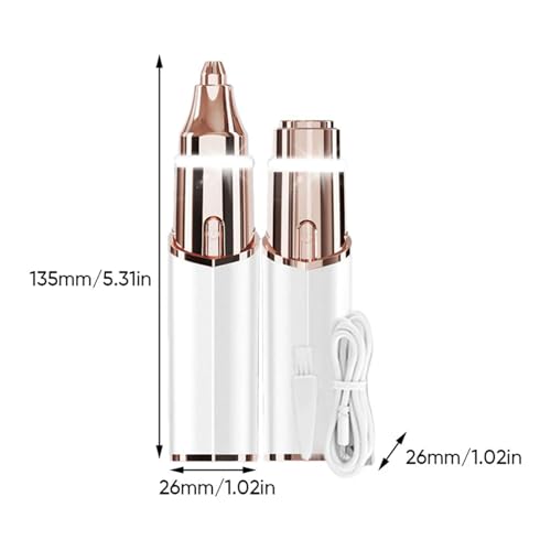 Portable 2-in-1 Facial Shaver,Type-C Rechargeable Women Shaver, Women Eyebrow Trimmer with Built-in LED Light. (Champagne Gold)