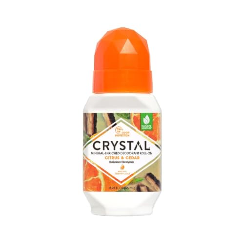 Crystal Mineral Deodorant Roll-On - Citrus & Cedar, 24-Hour Odor Protection, Aluminum & Paraben Free, 2.25 FL OZ