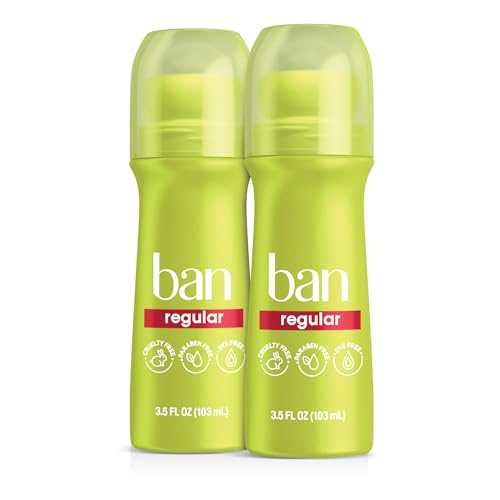 Ban Invisible Roll-On Antiperspirant Deodorant, 24-Hour Odor Protection, 3.5 oz, 2-Pack