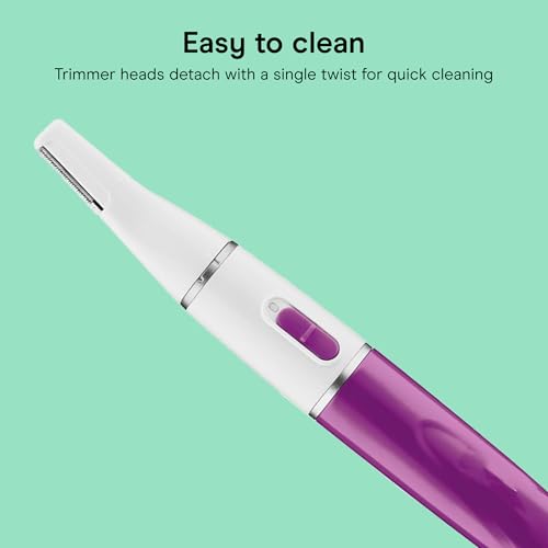 Conair Precision Eyebrow and Facial Trimmer for Women | Pain-free precision groomer with attachments for eyebrows, face, nose, and ears, White/Black, Model LLT2LW4
