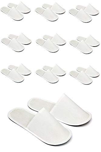 Disposable Hotel Slippers 10 Pairs White Economy Footwear for Airbnb Spa Wedding