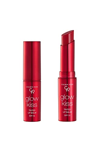 Golden Rose Glow Kiss Tinted Lip Balm SPF15 - Vegan Strawberry Shade
