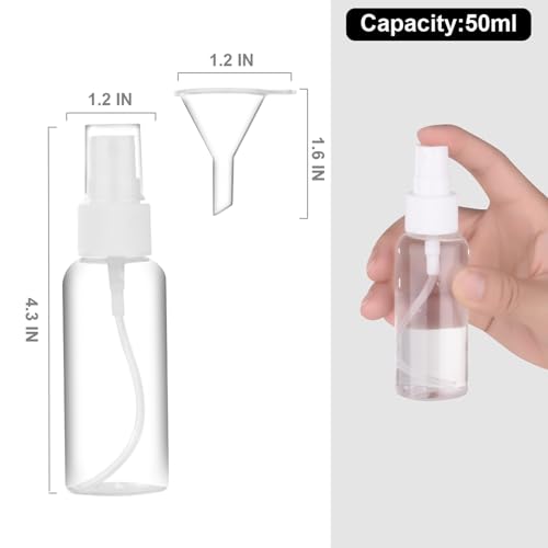 2oz Travel Spray Bottles Set – Refillable Fine Mist Plastic Bottles with Funnels & Labels
