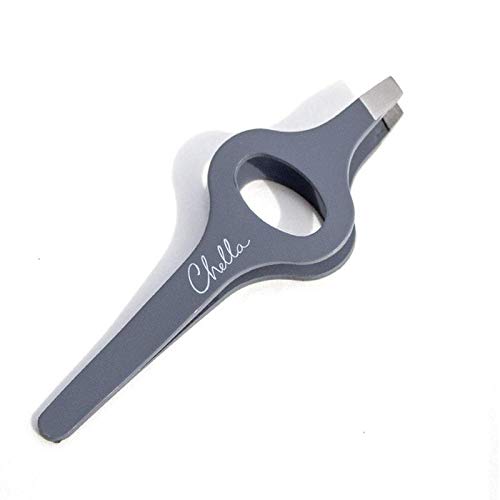 Chella Stainless Steel Slanted Eyebrow Tweezers with Rubber Coating