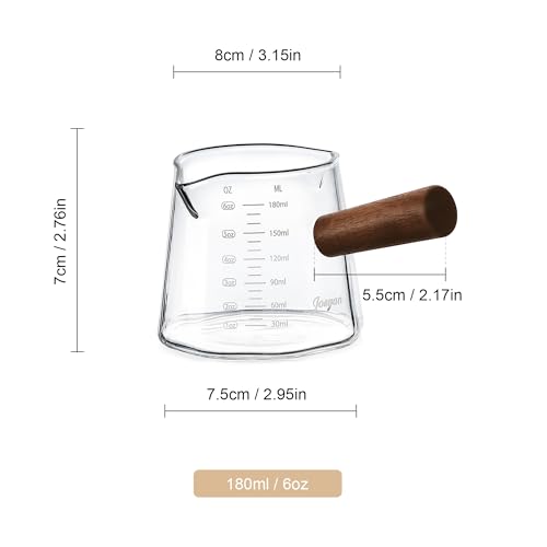Joeyan 6 oz Borosilicate Glass Measuring Cup with Double Spouts