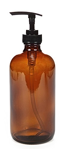 Vivaplex 16 oz Amber Glass Lotion Pump Bottles - Pack of 2, Reusable, Eco-Friendly