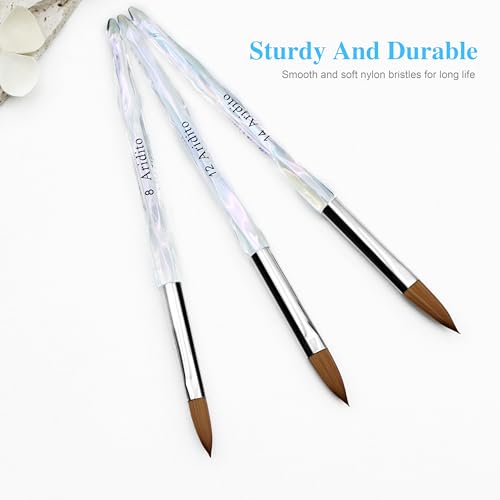Professional Acrylic Nail Brush Set - 3pcs, Sizes 8/12/14