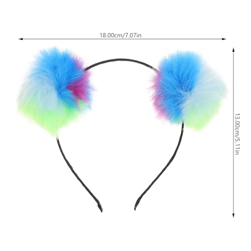 Lurrose Fuzzy Pom Pom Headbands for Girls - Fluffy Ball Hairbands for Birthday & Holiday Parties