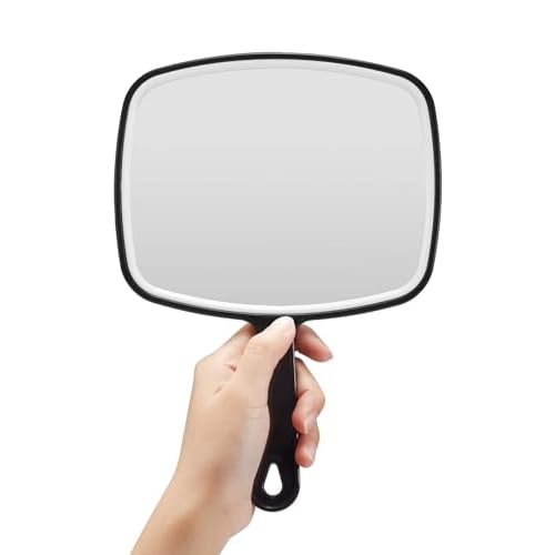 OMIRO Hand Mirror, Black Handheld Mirror with Handle, 6.6" W x 9.2" L