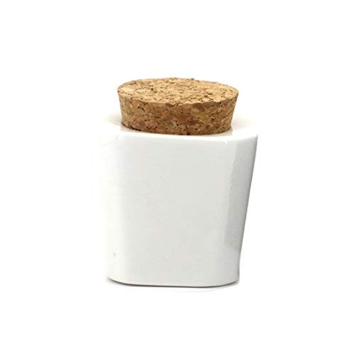 Porcelain Nail Art Dappen Dish with Wooden Cork Lid - White