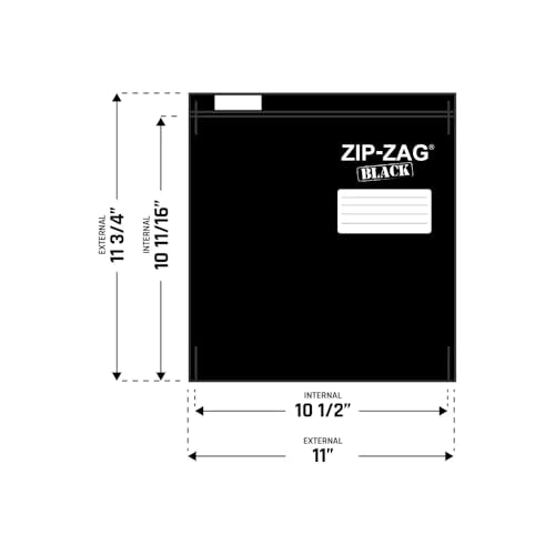 Zip Zag Black Zipper Bags (11" x 11.75") - Resealable & Airtight