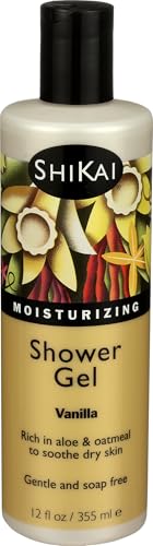 ShiKai Daily Moisturizing Shower Gel - Vanilla, 12oz | Hydrating Aloe Vera & Oatmeal Body Wash for Dry Skin
