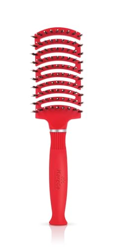 KareCo Tangle Buster Mini Detangling Brush - Red, Flexible Paddle for All Hair Types