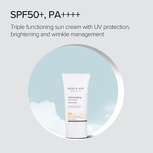 Mary&May CICA Sun Cream SPF50+ PA++++ Light Non-Sticky Hydrating Facial Sunscreen
