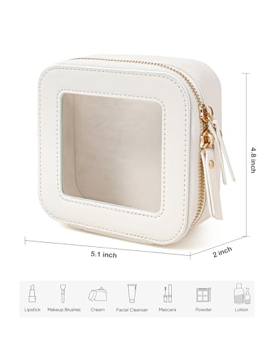 FFpaw Mini White Travel Clear Makeup Bag Set TSA Approved Cosmetic Organizer
