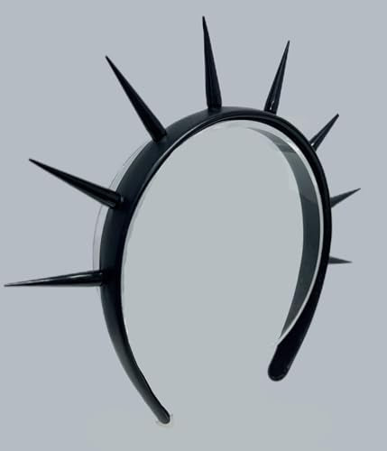 Gothic Spiked Leather Headband for Women - HD Black