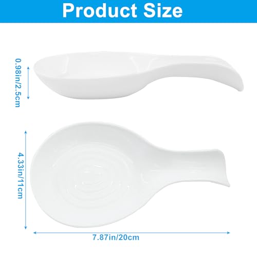 Cionyce White Plastic Spoon Rest Set - 4 Pack Kitchen Utensil Holder