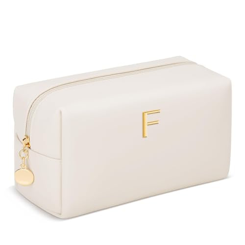 Beige KKXIU Initial Makeup Bag - Travel Cosmetic & Toiletry Bag