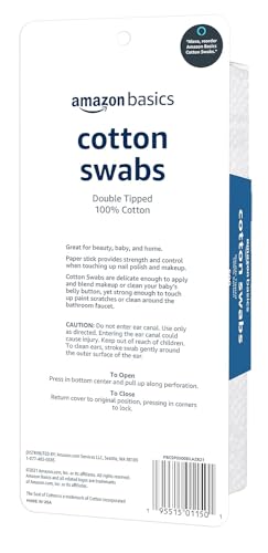 Amazon Basics Double-Tipped Cotton Swabs, 2000 Count