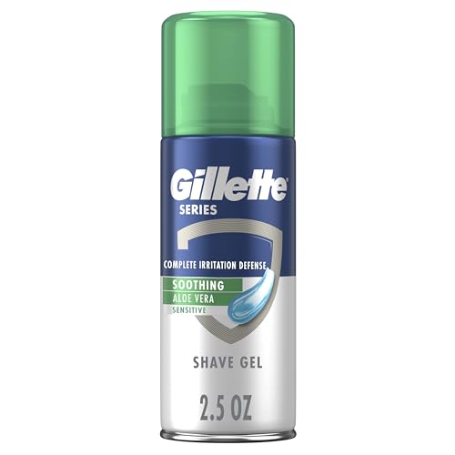 Gillette Soothing Shaving Gel for Sensitive Skin, Aloe Vera, 2.5 oz – Skin Irritation Protection