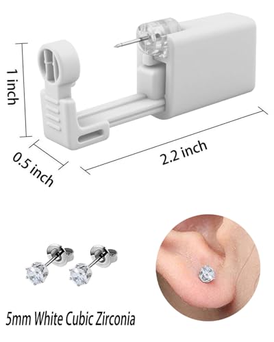 Ear Piercing Kit - 2 Pcs No Pain Home Use Gun with CZ Studs