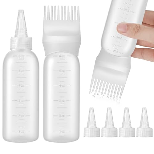 Pimoys 2-Pack Hair Dye Applicator Bottles with Comb Tip - 6oz