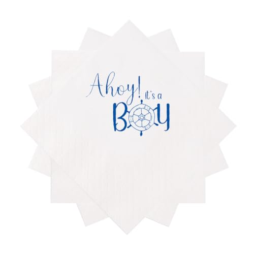 Ahoy It's A Boy Nautical Baby Shower Cocktail Napkins - 50 Pack