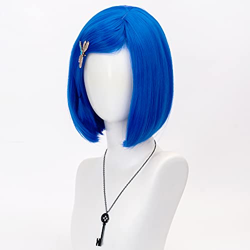 Blue Bob Cosplay Wig for Women - Short Straight A-Light Blue with Accessories