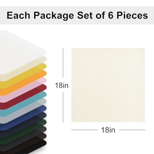 Ivory Cloth Napkins Set of 6 - 18x18 Inch, Washable & Reusable