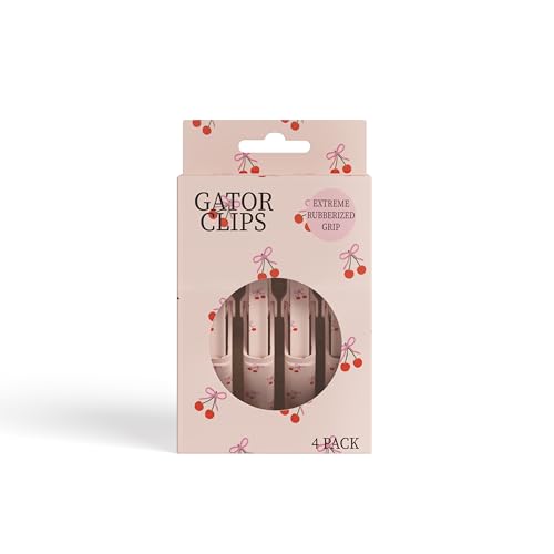 Blush Essentials Professional Alligator Hair Clips 4pk Bow & Cherry Design - Hair Sectioning Clips for Styling